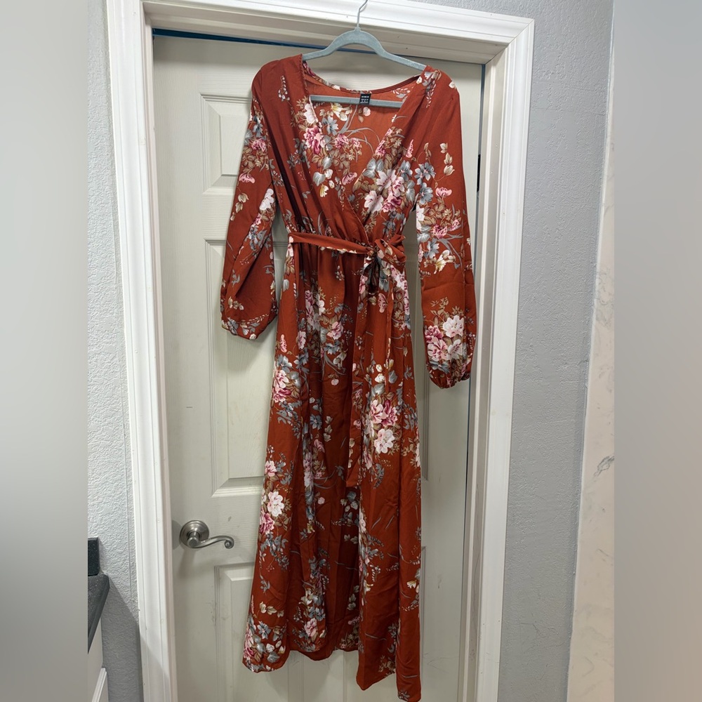 SHEIN Floral Rust Maxi Dress